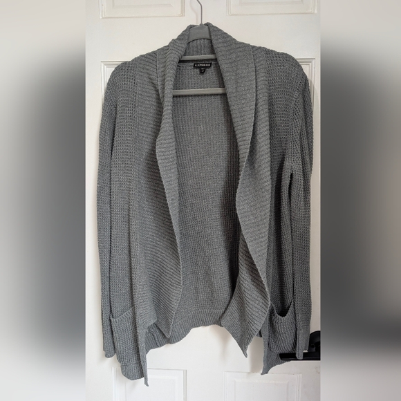 Express Sweaters - Express Charcoal Gray Open Front Cardigan With  Pockets